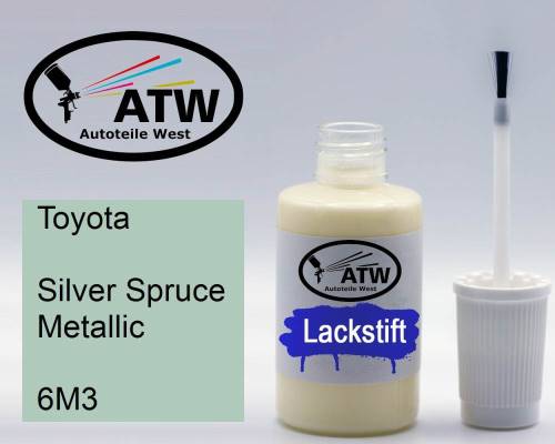 Toyota, Silver Spruce Metallic, 6M3: 20ml Lackstift, von ATW Autoteile West.